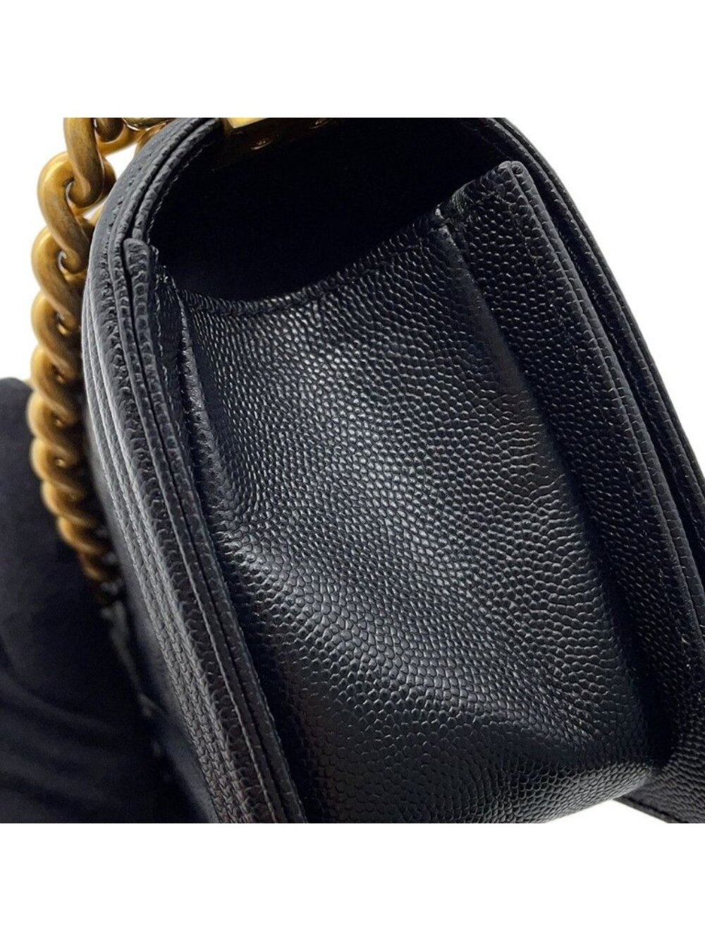 Chanel Chain Shoulder Bag Boy Small Quilted CC Logo Black - Picture 9 of 10